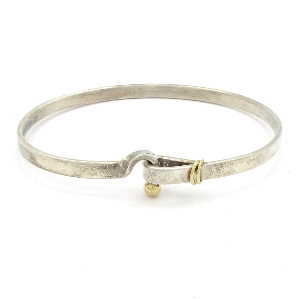 Tiffany & Co. Flat Wire Bangle Silver 18K Yellow Gold